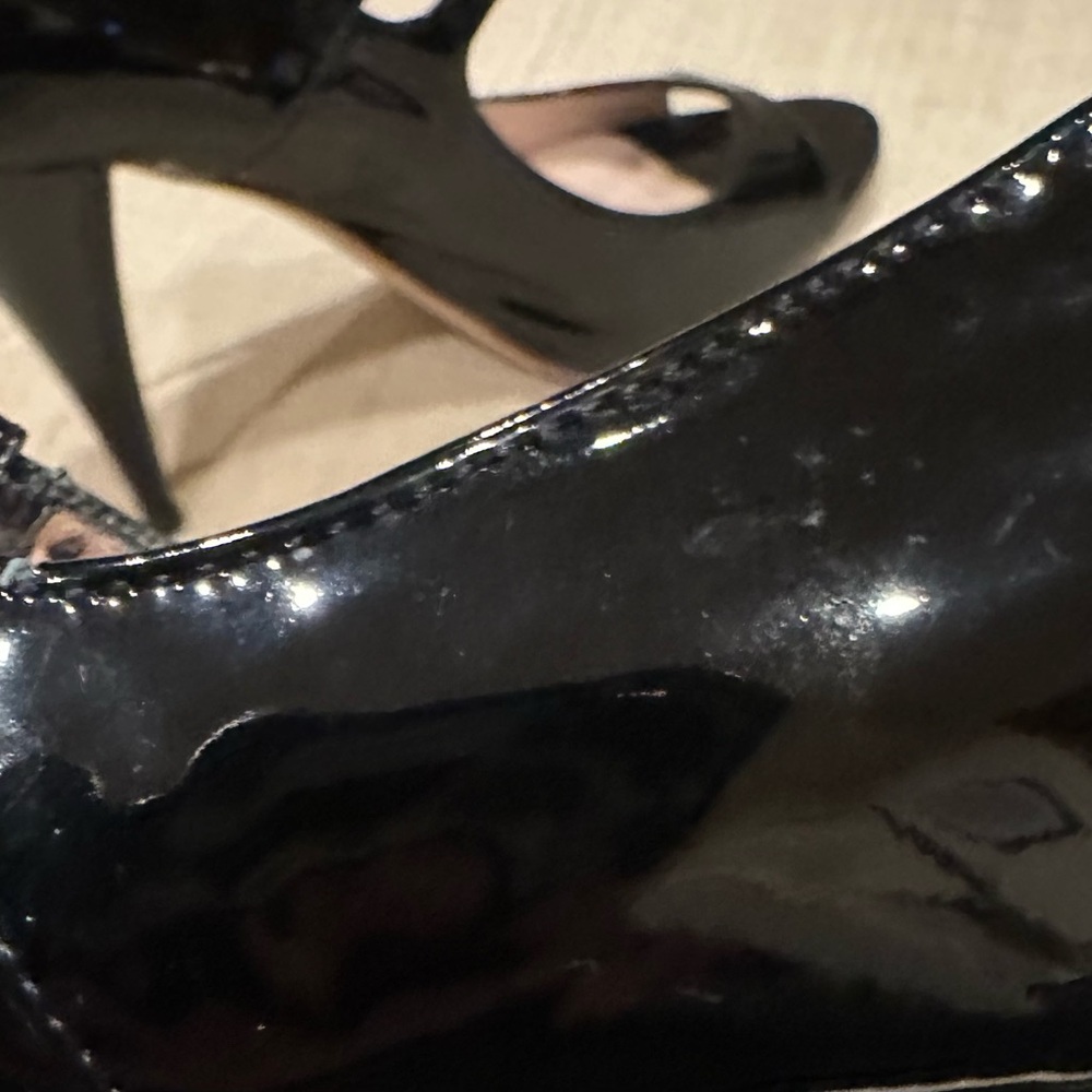 Miu Miu Black Patent Leather Strappy Open Toe Heels - Picture 14 of 16